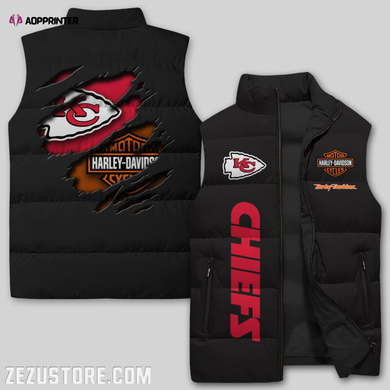 kansas city chiefs nfl sleeveless puffer jacket custom for fans gifts 1 1