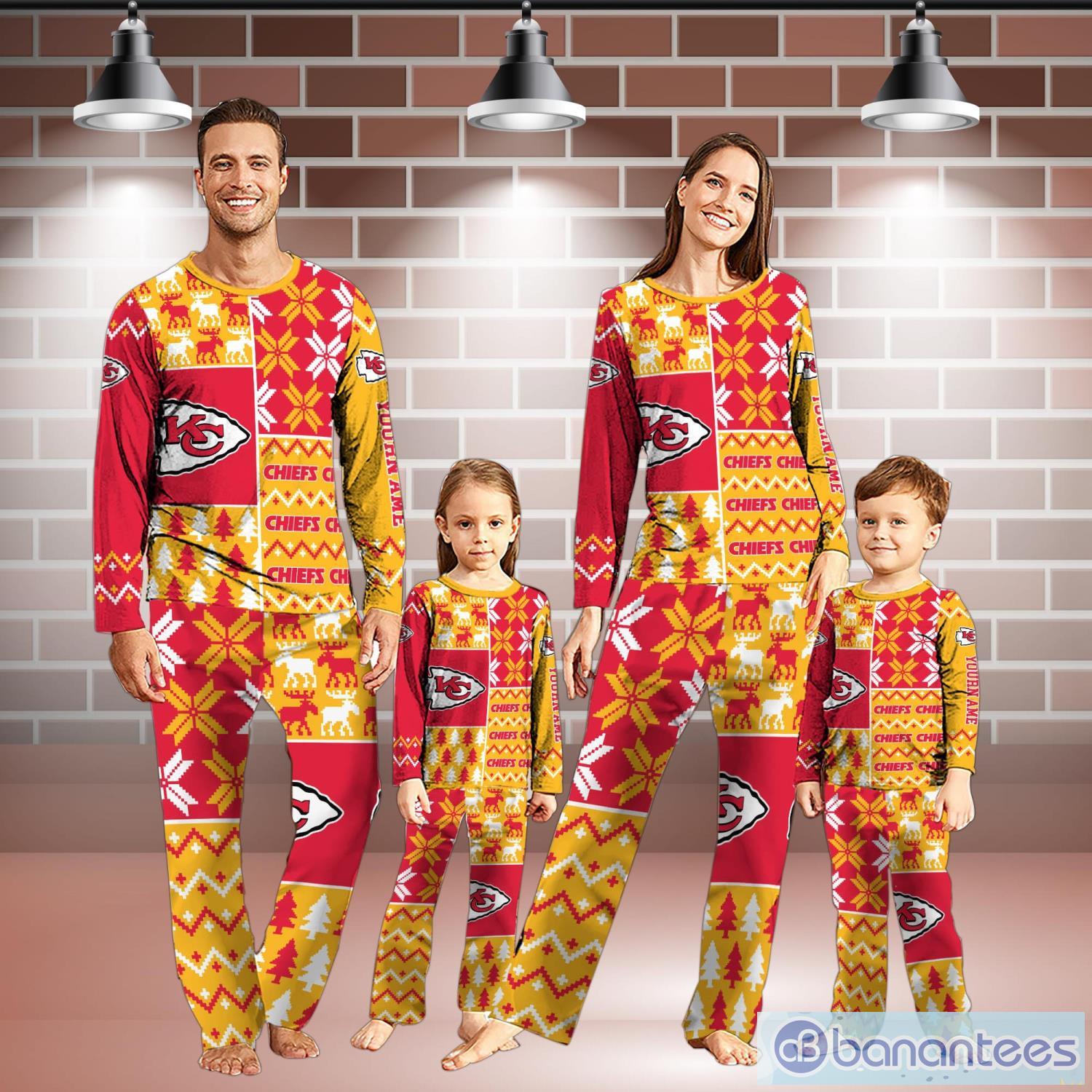 kansas city chiefs pajamas set christmas snowflake pattern pajamas christmas gift for family