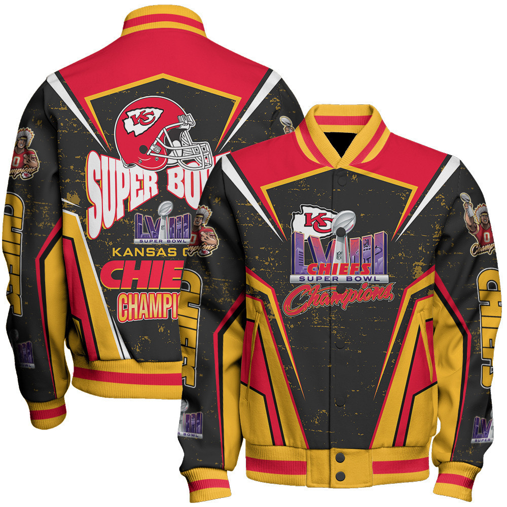 kansas city chiefs super bowl champions unisex baseball varsity jacket baseball jacket all over print sfat v14 ajq8t