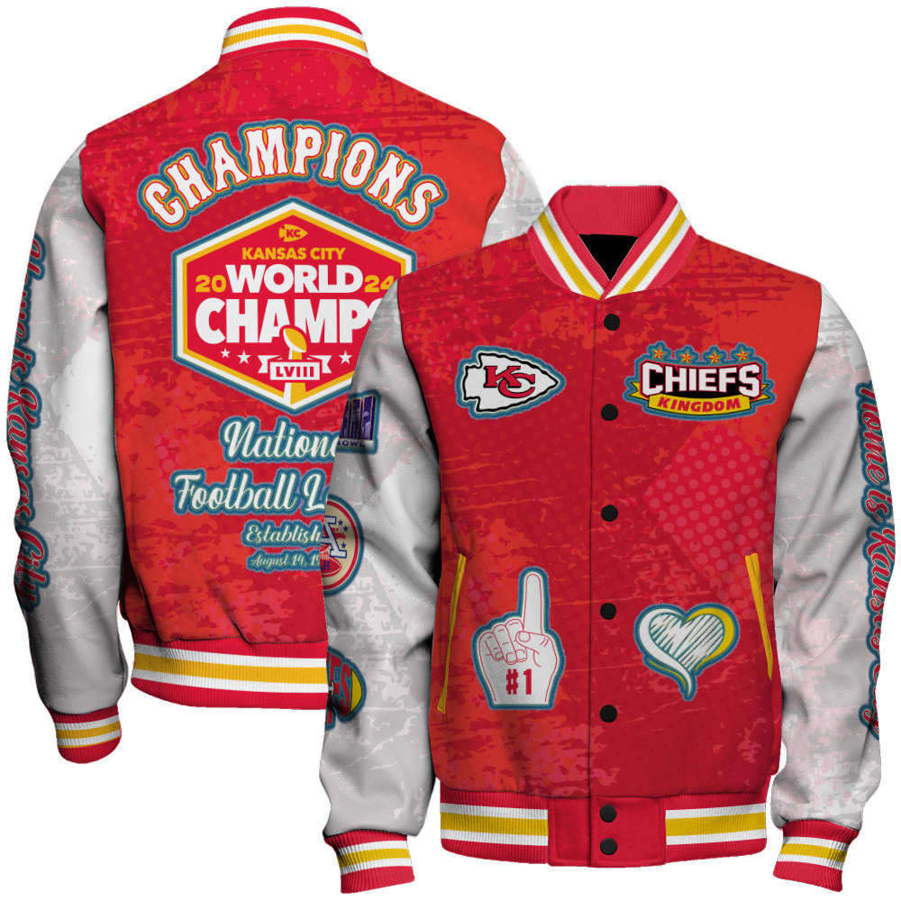 kansas city chiefs super bowl lviii champions unisex baseball varsity jacket baseball jacket all over print sfat v15 sx9lc