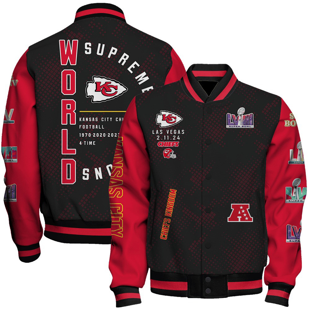 kansas city chiefs world supreme champions nfl chiefs kingdom baseball varsity jacket baseball jacket all over print 9hqpi