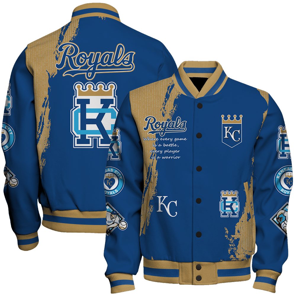 kansas city royals mlb baseball every game is a battle 3d unisex baseball varsity jacket baseball jacket all over print 3dptz