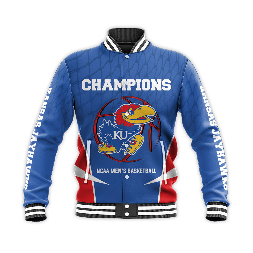 kansas jayhawks baseball jacket button up zipper hooded all over print 2022 ncaa mens national champions qitvg