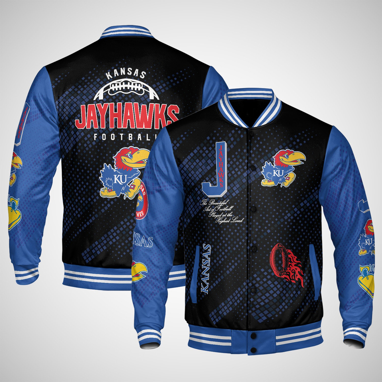 kansas jayhawks varsity jacket baseball jacket all over print wf lqc0i