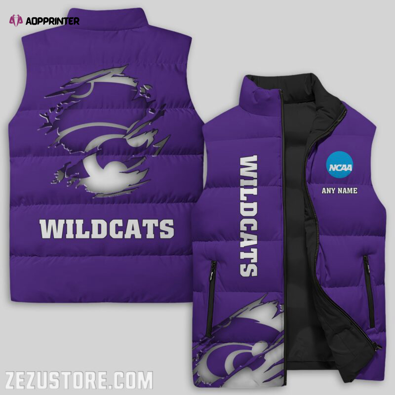 kansas state wildcats ncaa sleeveless puffer jacket custom for fans gifts