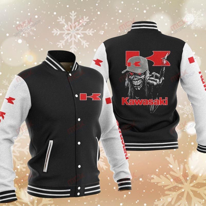 kawasaki skeleton baseball varsity jacket baseball jacket all over print iebrf