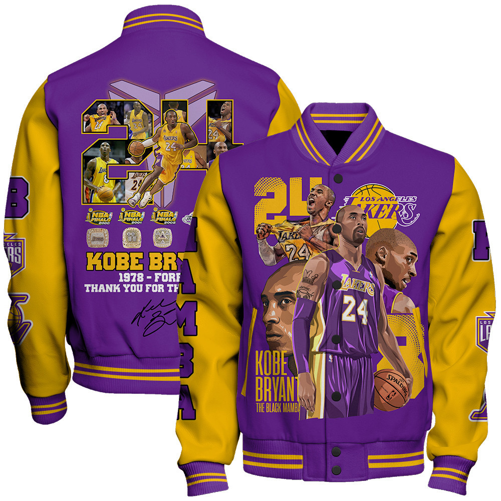 kobe bryant los angeles lakers print baseball varsity jacket baseball jacket all over print sfat v7 38f9m