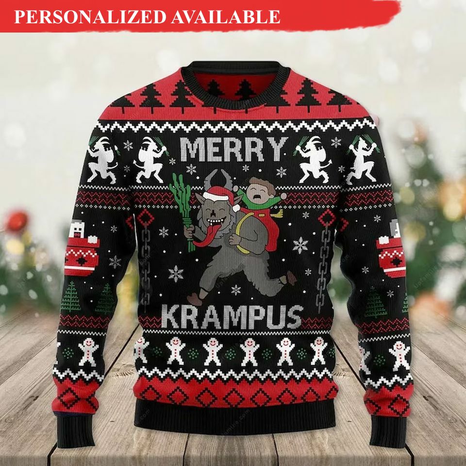 krampus ugly knitted christmas sweatshirt krampus xmas sweater 2413