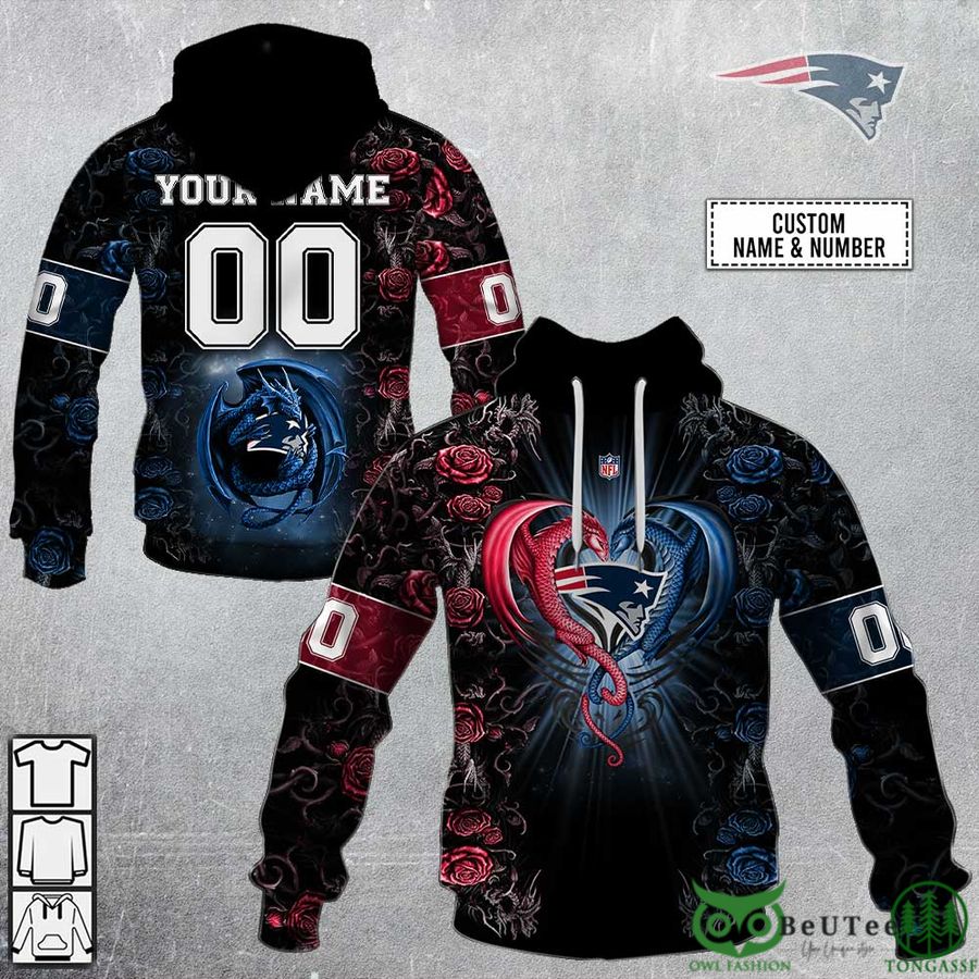 lFULwPCd 81 Personalized NFL Rose Dragon New England Patriots 3D Hoodie