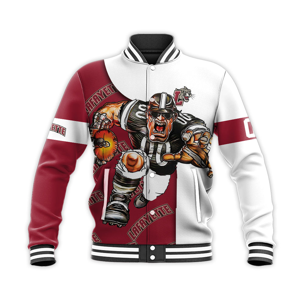 lafayette leopards baseball jacket button up zipper hooded all over print football go on gift for fans ncaa ffuk3