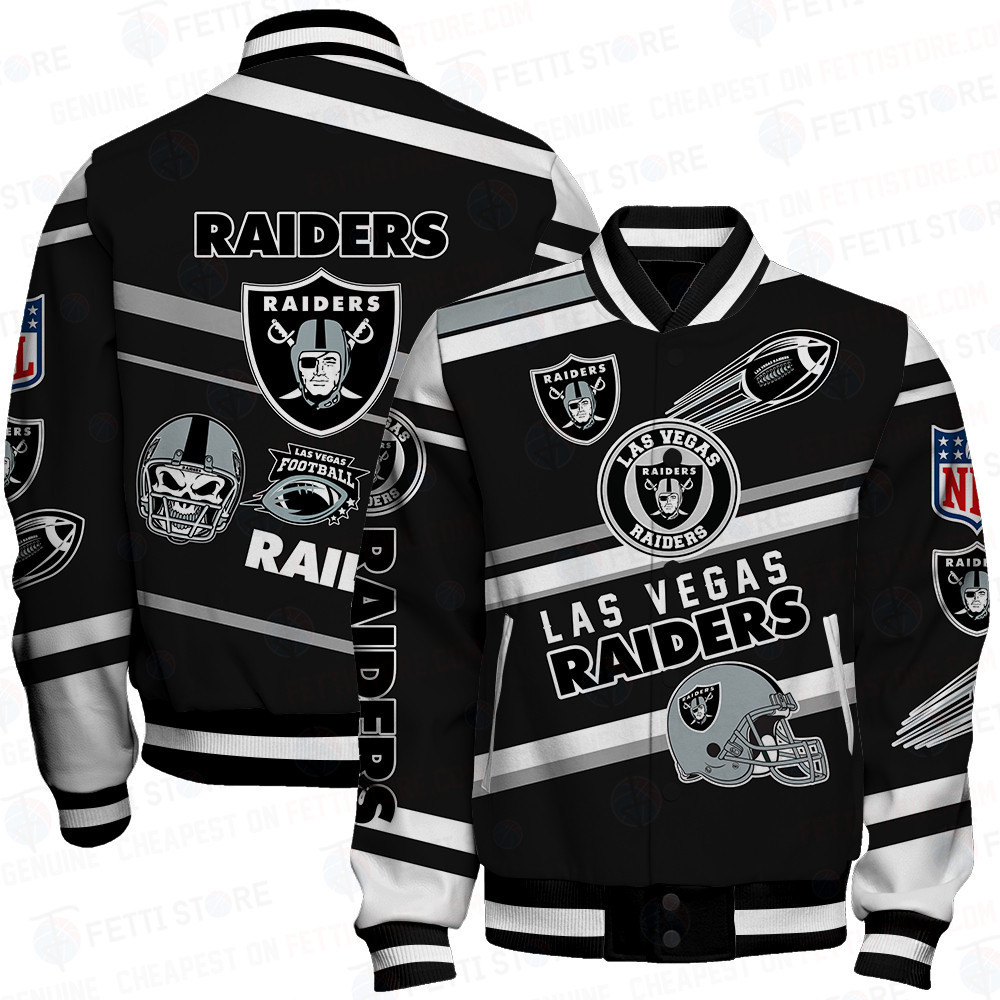 las vegas raiders american football league pattern baseball varsity jacket baseball jacket all over print l0p25