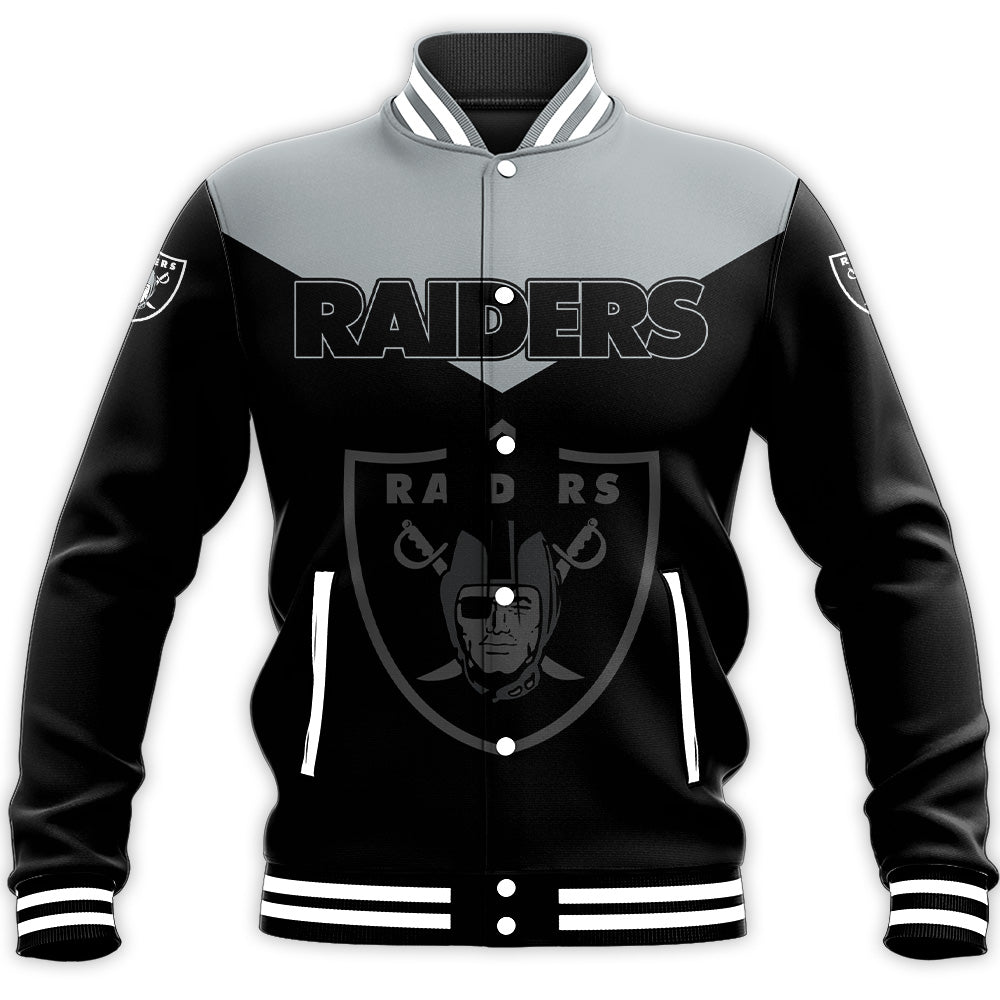 las vegas raiders baseball jacket button up zipper hooded all over print drinking style nfl lbgmr