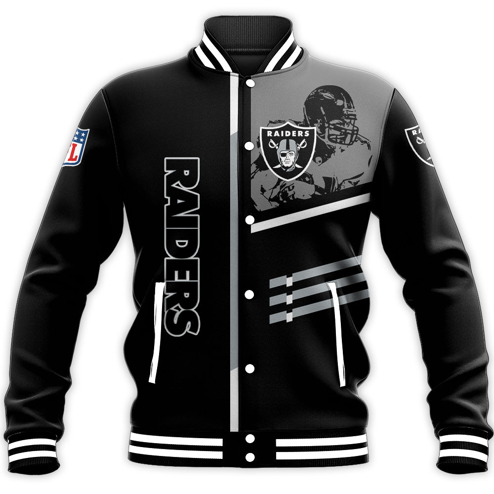 las vegas raiders baseball jacket button up zipper hooded all over print personalized football for fan nfl 1tjix