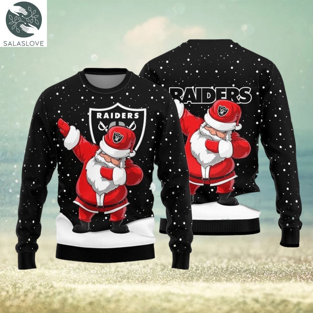 las vegas raiders dab santa knitted ugly christmas sweater 1 iponms