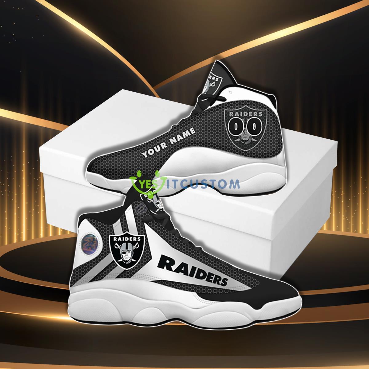 las vegas raiders football team custom namenumber air jordan 13 shoes for fans