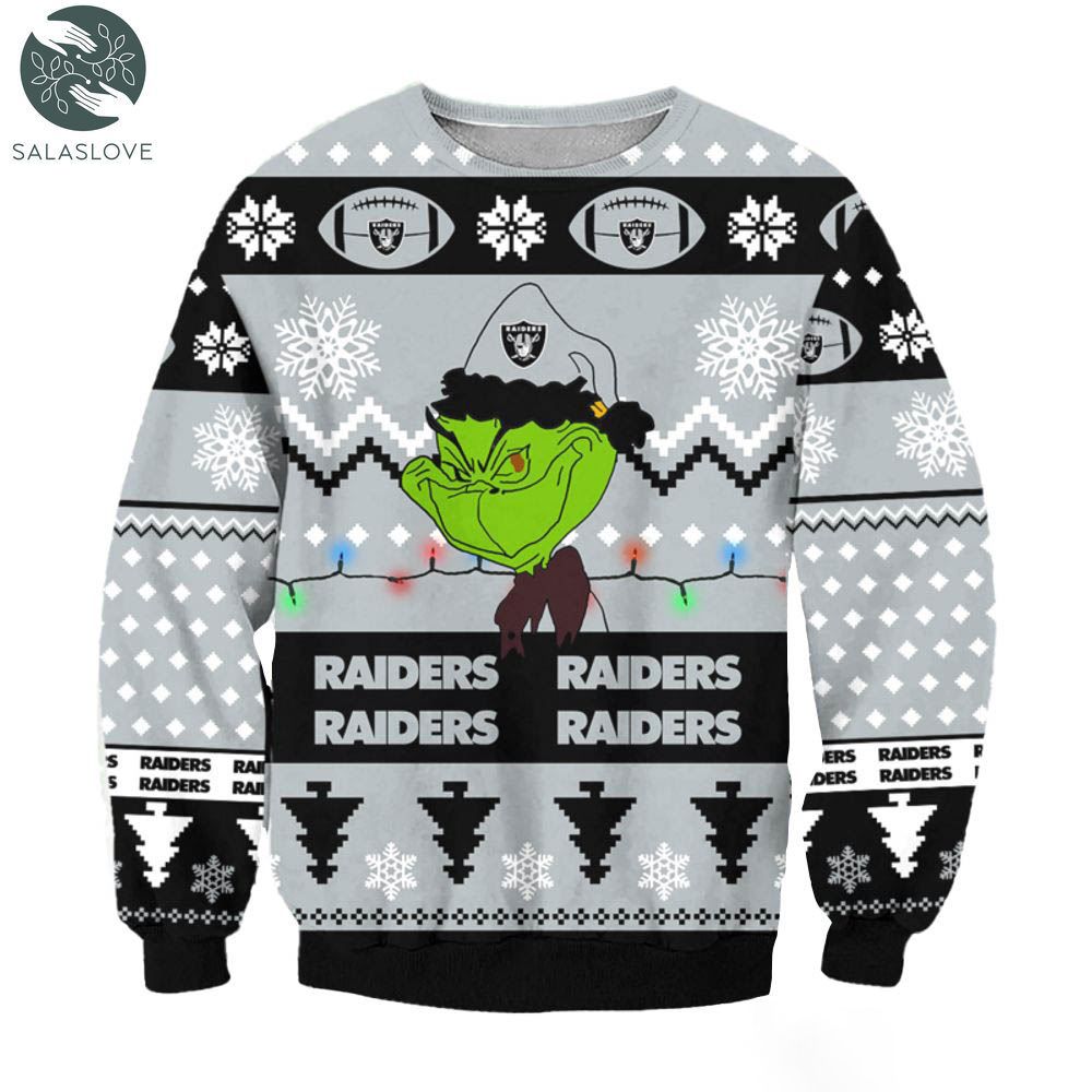 las vegas raiders grinch cunningly smile nfl ugly christmas sweater 1 kwcqqe