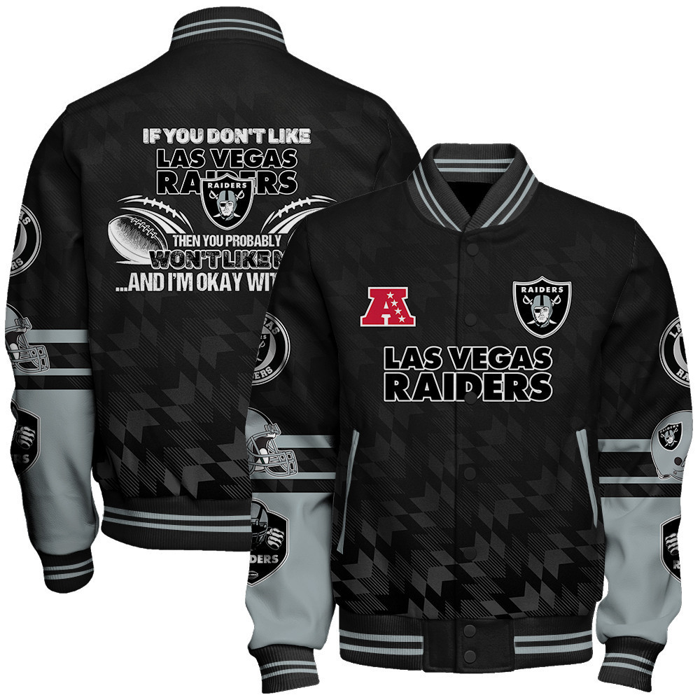 las vegas raiders nfl 2024 american football conference unisex baseball varsity jacket baseball jacket all over print v12 7gkjt