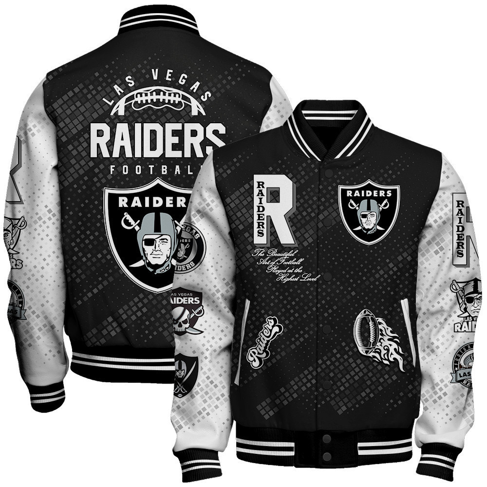 las vegas raiders nfl pattern baseball varsity jacket baseball jacket all over print sh1 v3 ehwwg