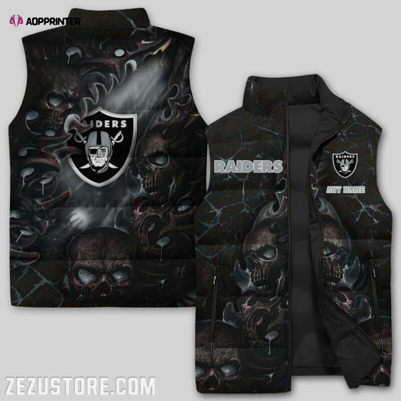 las vegas raiders nfl sleeveless puffer jacket custom for fans gifts 1