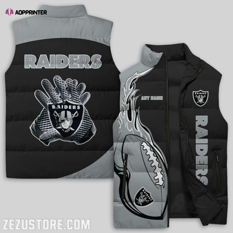 las vegas raiders nfl sleeveless puffer jacket custom for fans gifts