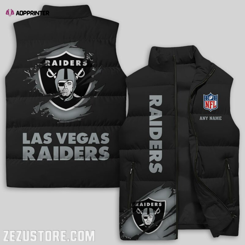 las vegas raiders nfl sleeveless puffer jacket custom for fans spj1199