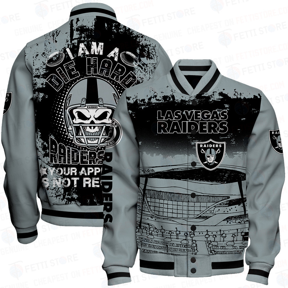 las vegas raiders skull helmet halloween pattern baseball varsity jacket baseball jacket all over print hv2sa