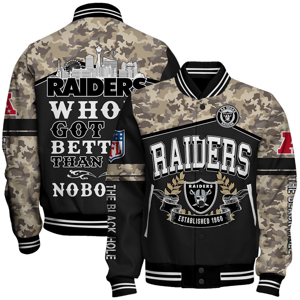 las vegas raiders the black hole nfl baseball varsity jacket baseball jacket all over print haoq2