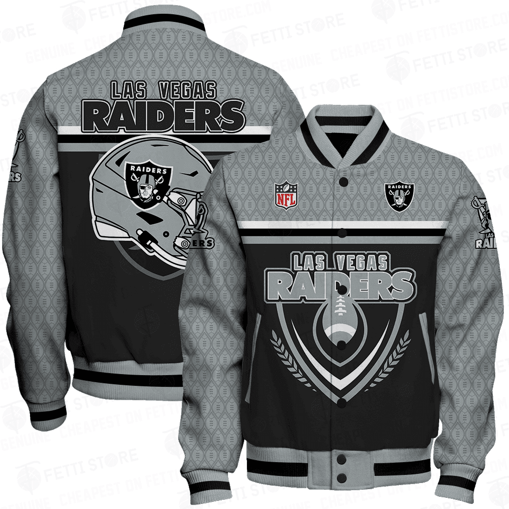 las vegas raiders traditional football pattern baseball varsity jacket baseball jacket all over print lv18a