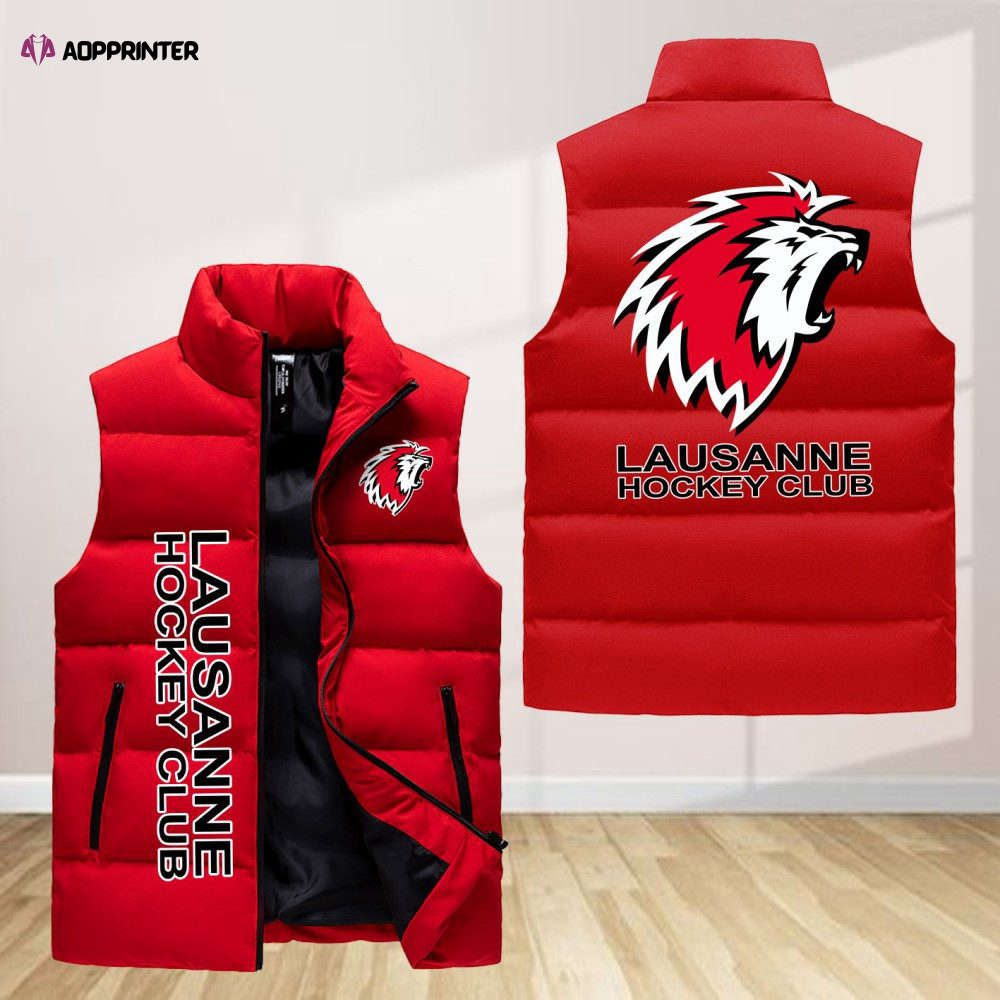 lausanne hockey club sleeveless puffer jacket custom for fans gifts