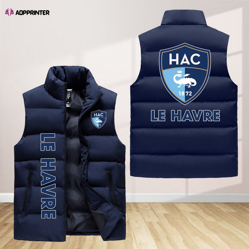 le havre ac sleeveless puffer jacket custom for fans gifts