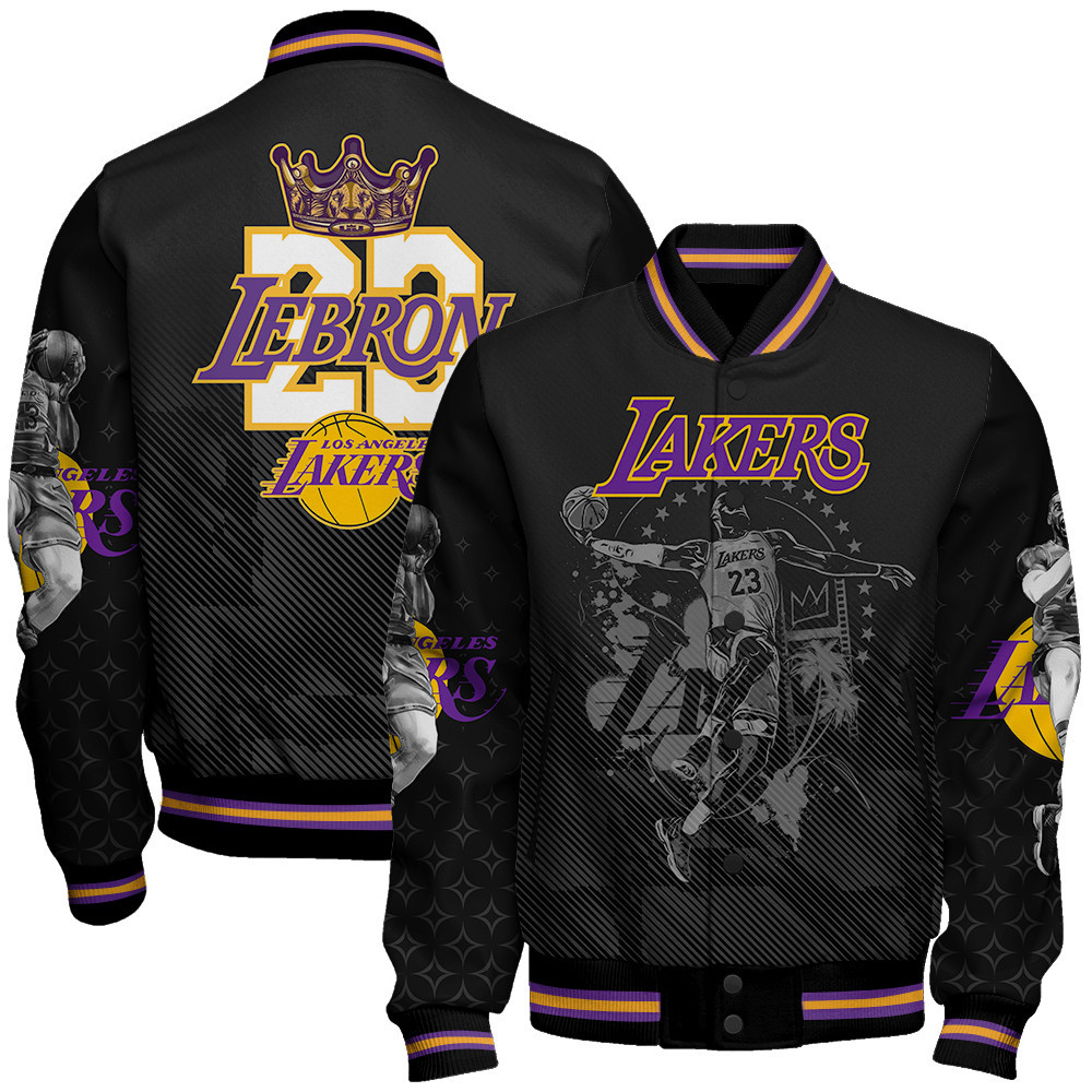 lebron james 23 the king team logo sport pattern baseball varsity jacket baseball jacket all over print e9qb4