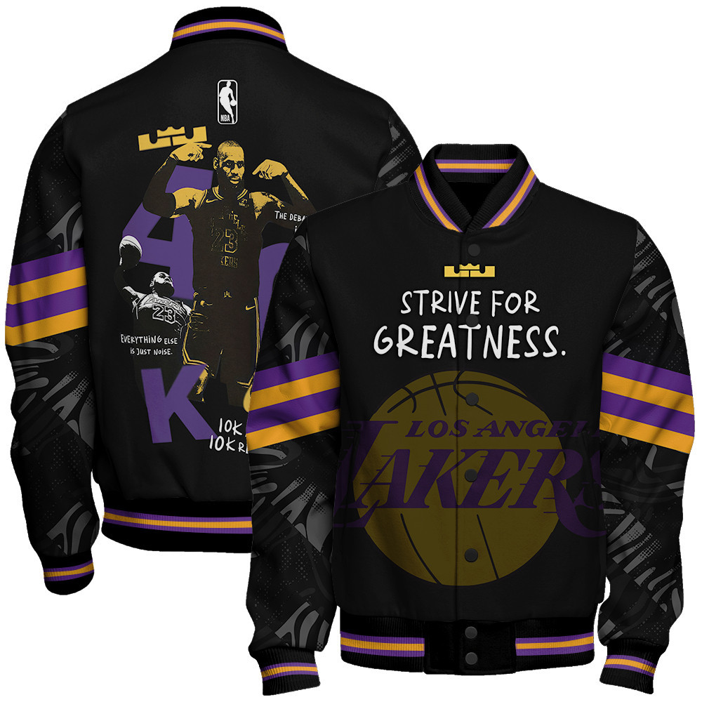 lebron james 40000 career points team logo sport pattern baseball varsity jacket baseball jacket all over print kus3v