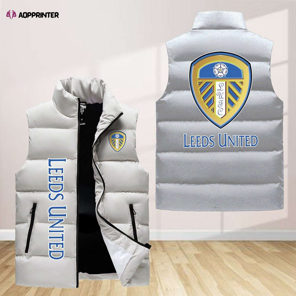 leeds united f c sleeveless puffer jacket custom for fans gifts