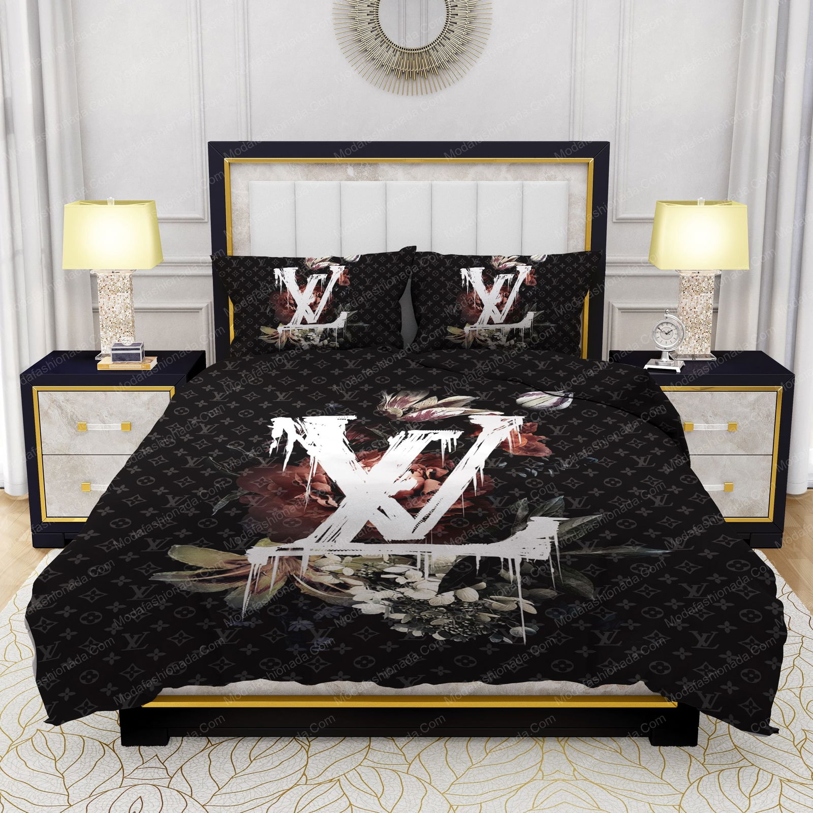 lily peony louis vuitton bedding sets 1