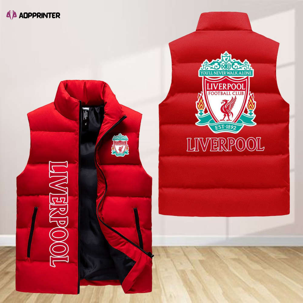 liverpool f c sleeveless puffer jacket custom for fans gifts