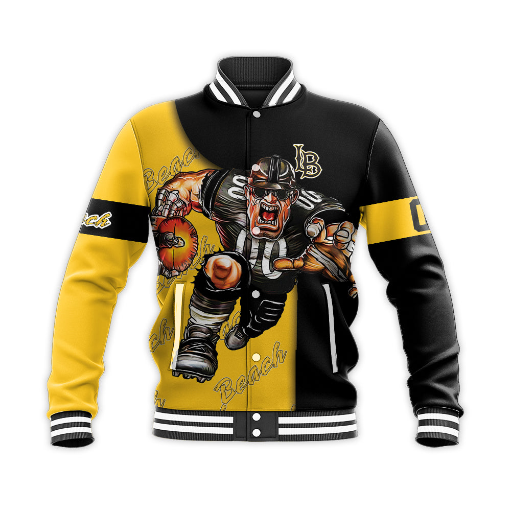 long beach state 49ers baseball jacket button up zipper hooded all over print football go on gift for fans ncaa 5rxe6