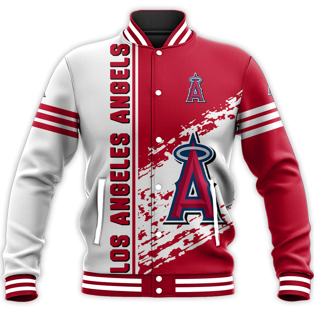 los angeles angels baseball jacket button up zipper hooded all over print quarter style mlb yqnkb