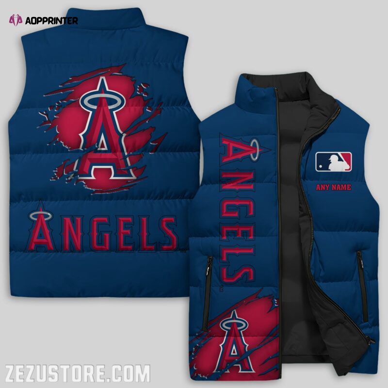 los angeles angels mlb sleeveless puffer jacket custom for fans gifts