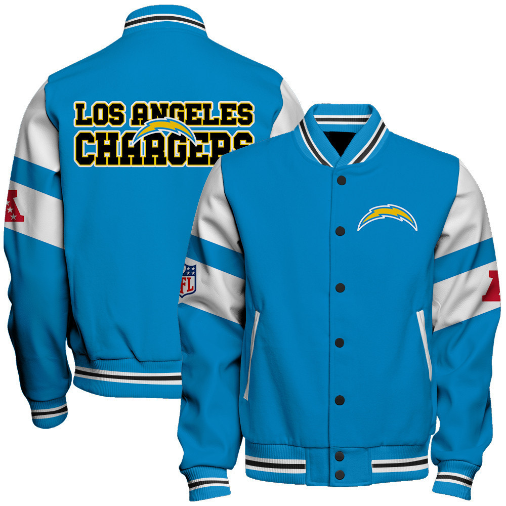 los angeles chargers nfl 2024 american football conference unisex baseball varsity jacket baseball jacket all over print v11 djonx