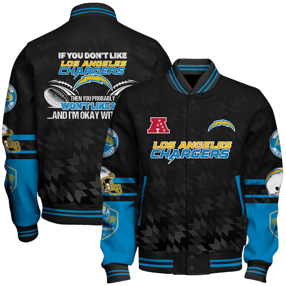 los angeles chargers nfl 2024 american football conference unisex baseball varsity jacket baseball jacket all over print v12 kqtjs