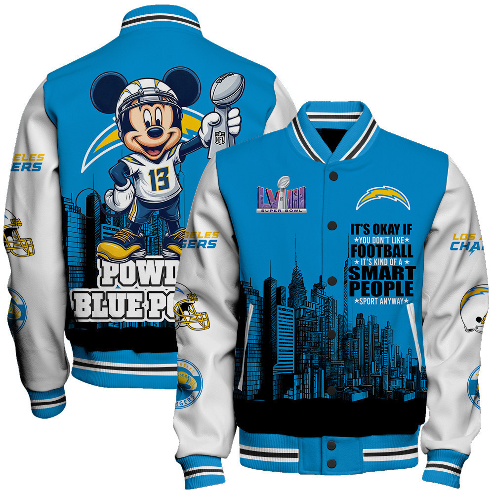 los angeles chargers nfl baseball varsity jacket baseball jacket all over print stm v5 lyasr