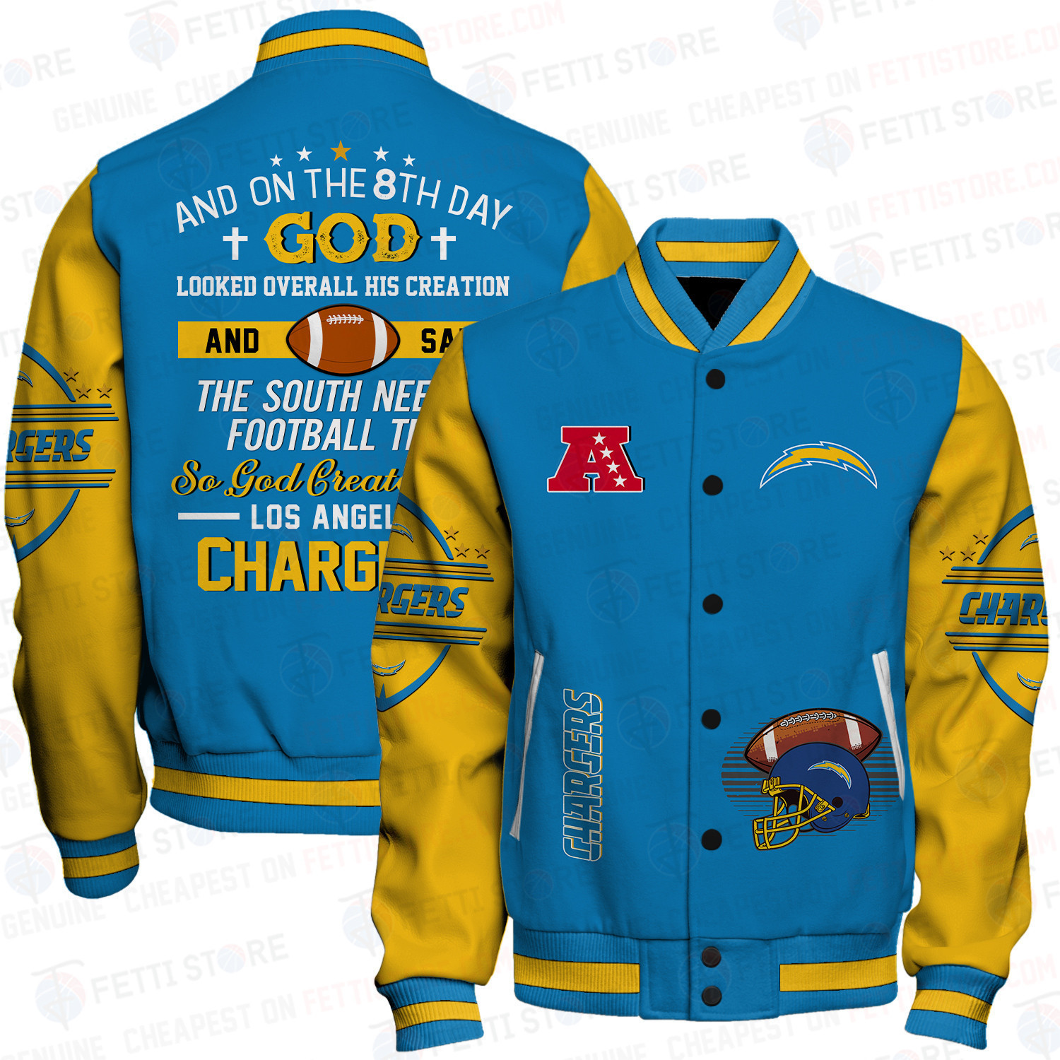 los angeles chargers nfl baseball varsity jacket baseball jacket all over print stm v7 h1a3b