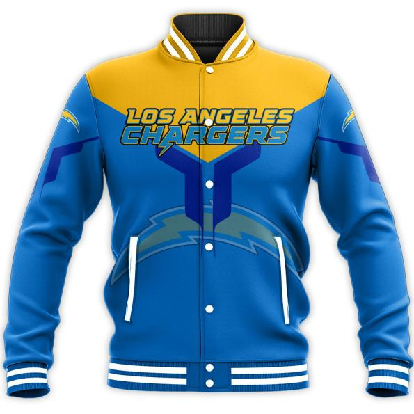 los angeles chargers nfl football blue and yellow 3d print baseball varsity jacket baseball jacket all over print etf0l