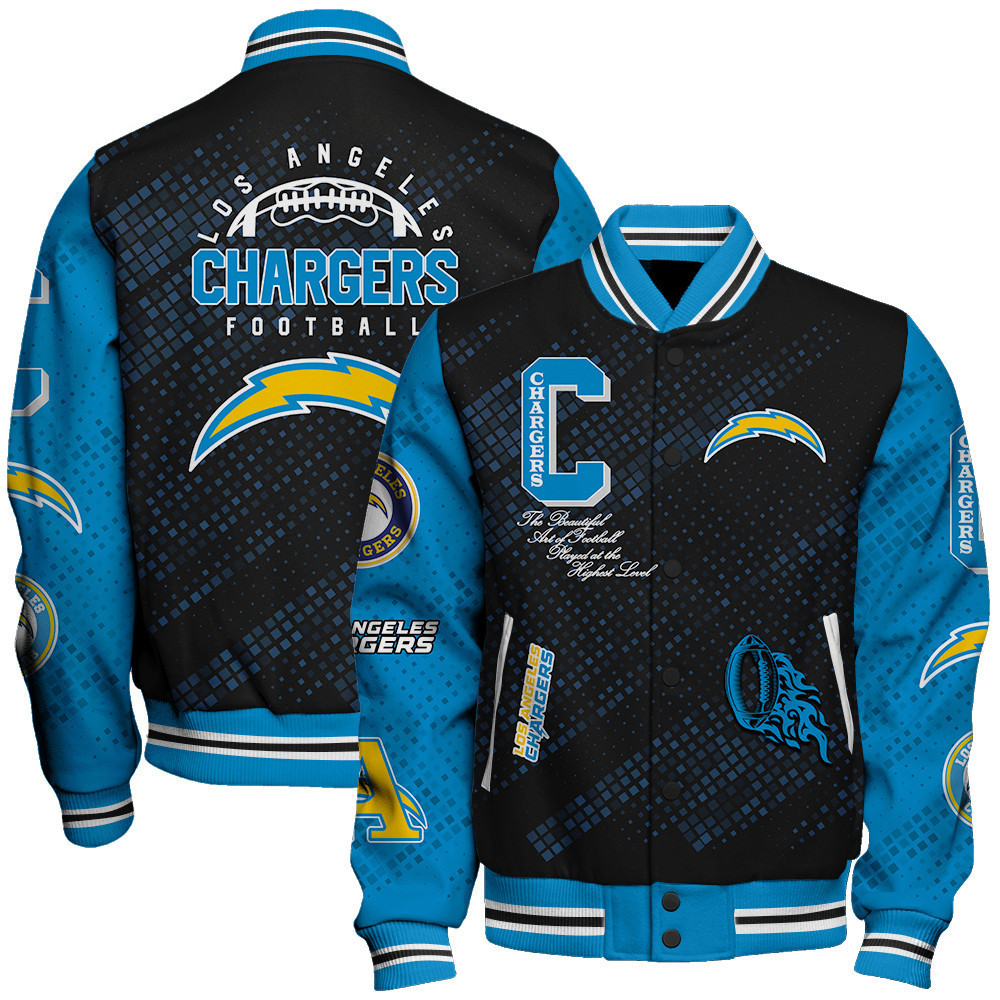 los angeles chargers nfl pattern baseball varsity jacket baseball jacket all over print v13 vapds