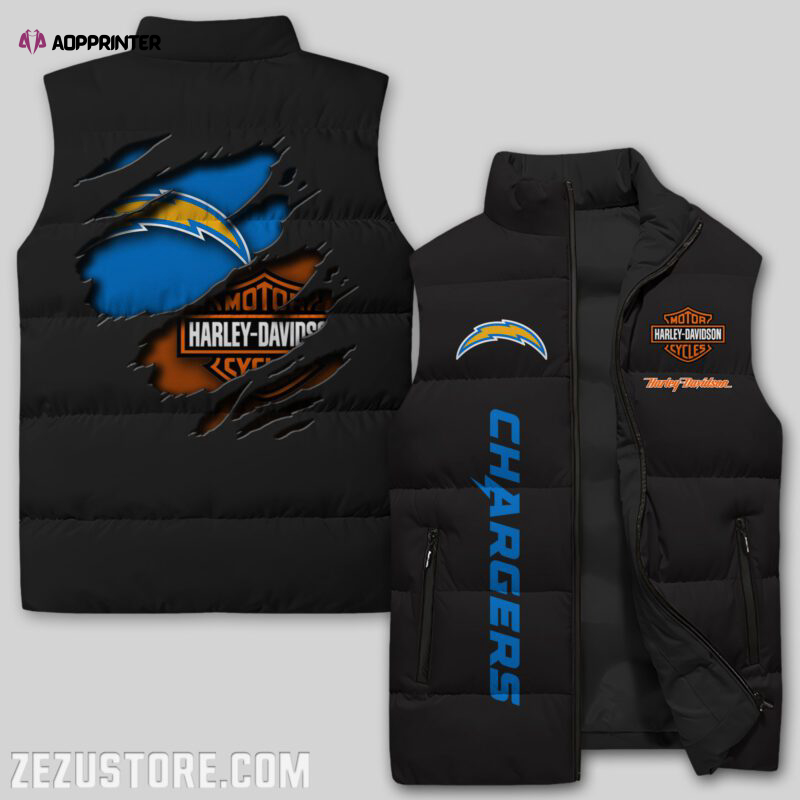 los angeles chargers nfl sleeveless puffer jacket custom for fans gifts 21