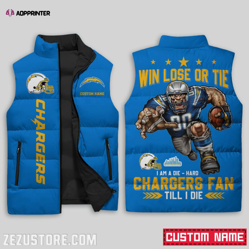 los angeles chargers nfl sleeveless puffer jacket custom for fans gifts 6