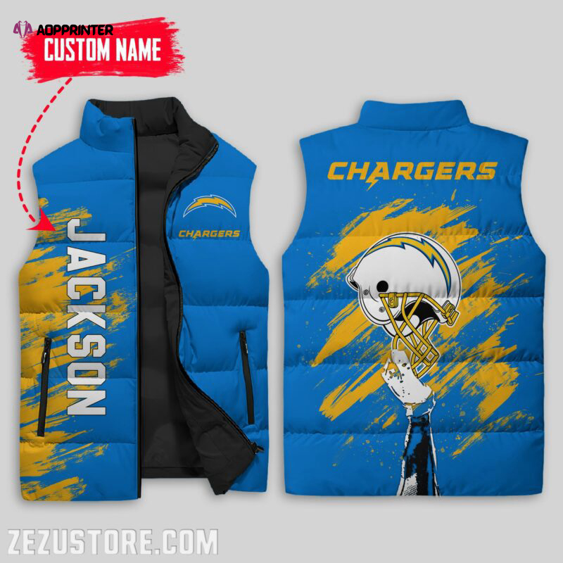 los angeles chargers nfl sleeveless puffer jacket custom for fans gifts