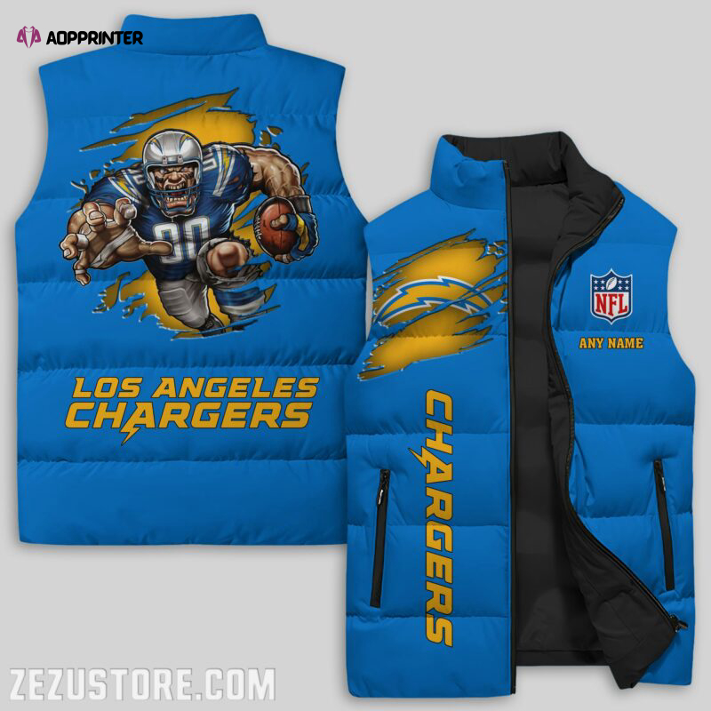 los angeles chargers nfl sleeveless puffer jacket custom for fans spj1688