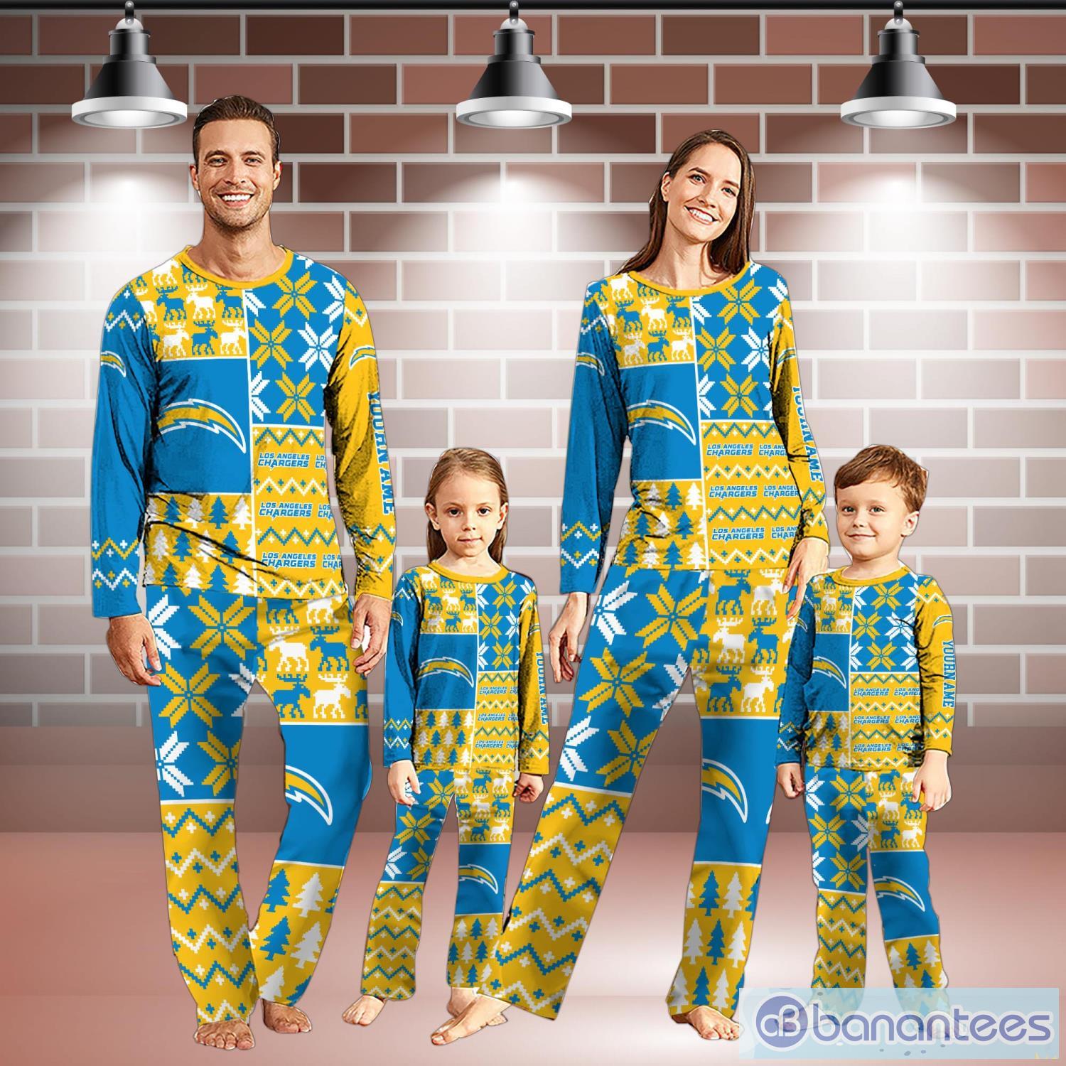 los angeles chargers pajamas set christmas snowflake pattern pajamas christmas gift for family