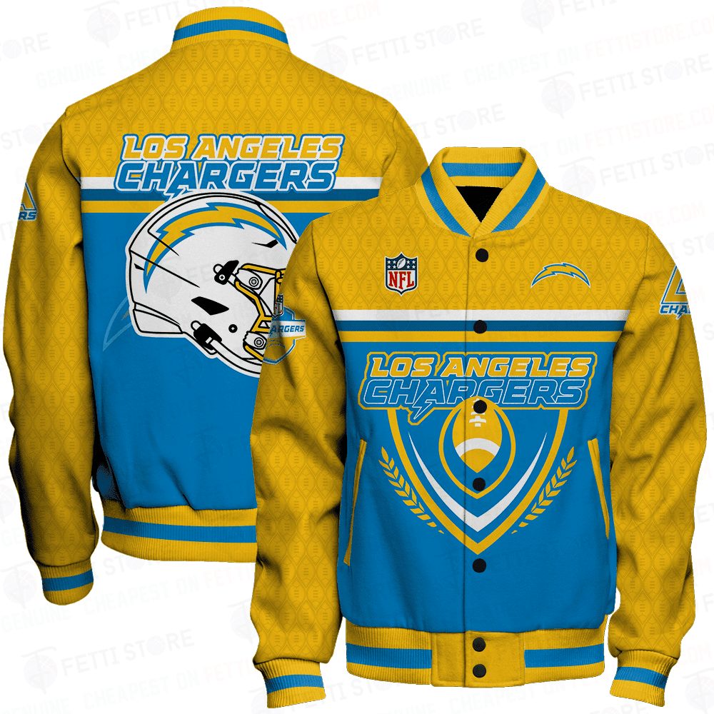 los angeles chargers traditional football pattern baseball varsity jacket baseball jacket all over print gmlnc